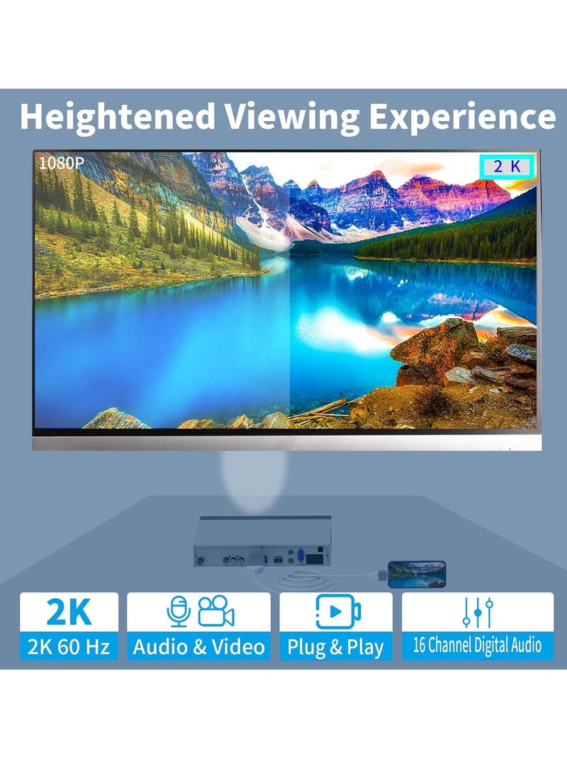 Lightning to HDMI Adapter Cable – 1080p HD TV Connector for iPhone, iPad, iPod, 2m / 6.6ft, White - Image 2