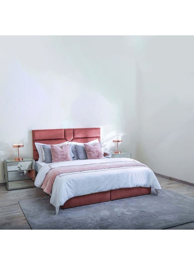 Karnak Estella Premium Upholstered Velvet Bed Frame Bedroom Furniture Strong And Sturdy Modern Design Wooden Bed | Quiet & Comfortable Bed (Super King - 200x200cm, Pink) - Image 1