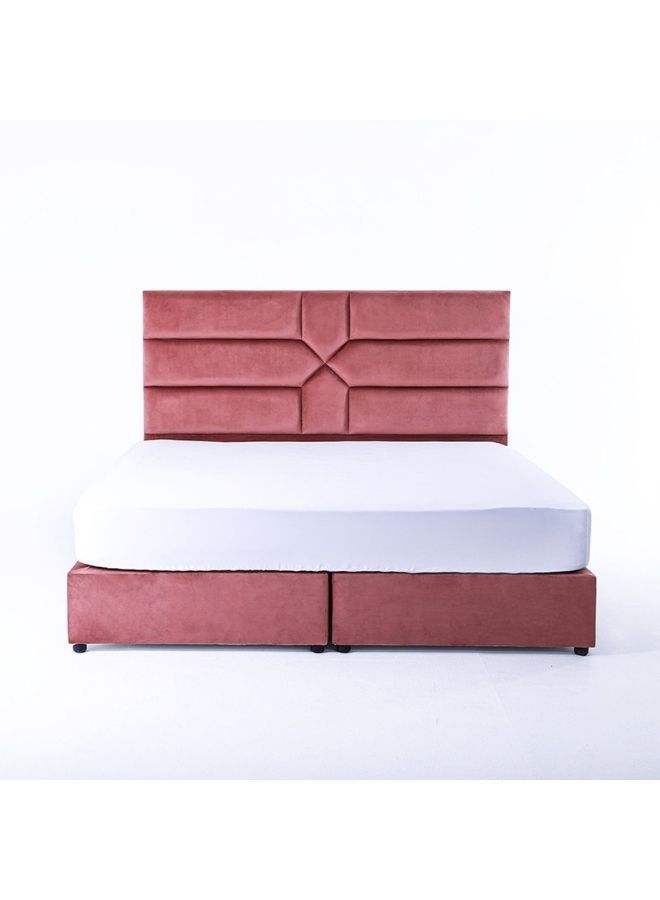Karnak Estella Premium Upholstered Velvet Bed Frame Bedroom Furniture Strong And Sturdy Modern Design Wooden Bed | Quiet & Comfortable Bed (Super King - 200x200cm, Pink) - Image 3
