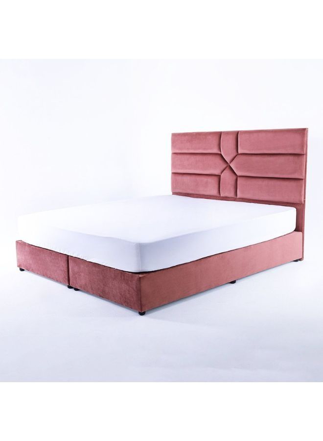 Karnak Estella Premium Upholstered Velvet Bed Frame Bedroom Furniture Strong And Sturdy Modern Design Wooden Bed | Quiet & Comfortable Bed (Super King - 200x200cm, Pink) - Image 4