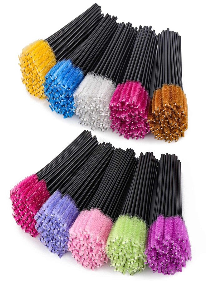 BTYMS 500 Pieces Disposable Mascara Wands Eyelash Brush Brow Brushes Applicators Lash Spoolies for Eye Lash Extension - Multi Color - Image 1