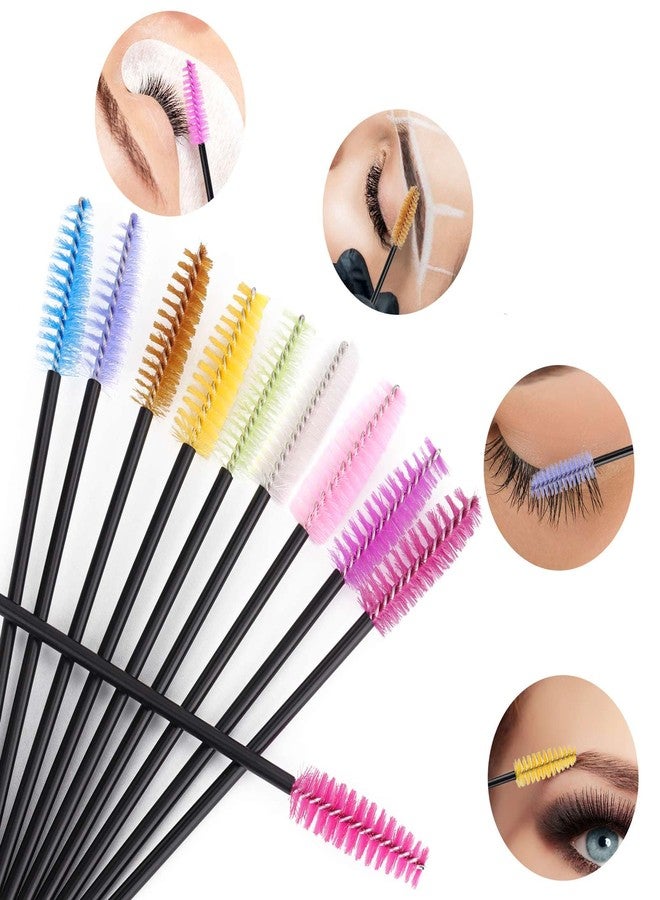BTYMS 500 Pieces Disposable Mascara Wands Eyelash Brush Brow Brushes Applicators Lash Spoolies for Eye Lash Extension - Multi Color - Image 4