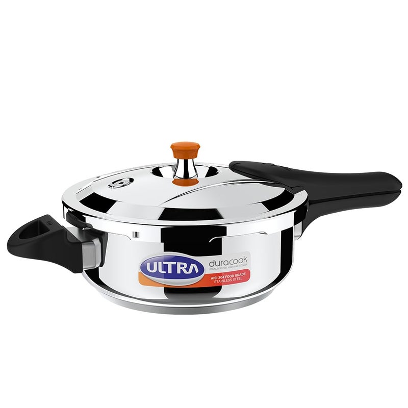 Ultra Duracook Pressure Cooker 35 Litre AISI 304 Food Grade Stainless Steel Cooker with 10 Years Warranty HighImpact Composite Base Bakelite Handles Spillage Control Induction Compatible - Image 1