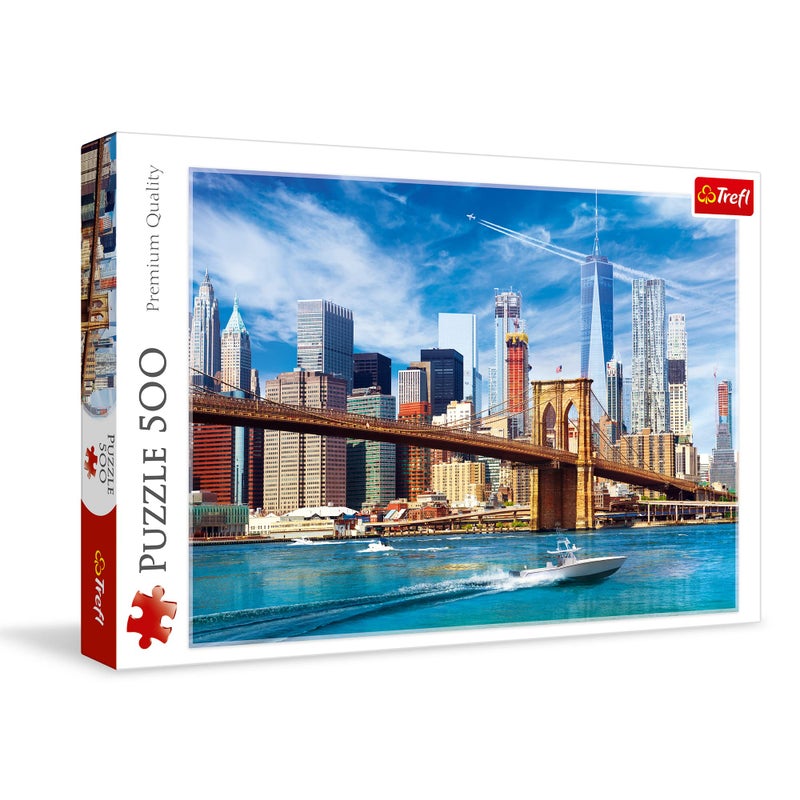 Trefl View of New York 500 Piece Jigsaw Puzzle Red 19"x13" Print, DIY Puzzle, Creative Fun, Classic Puzzle for Adults and Children from 10 Years Old - Image 1