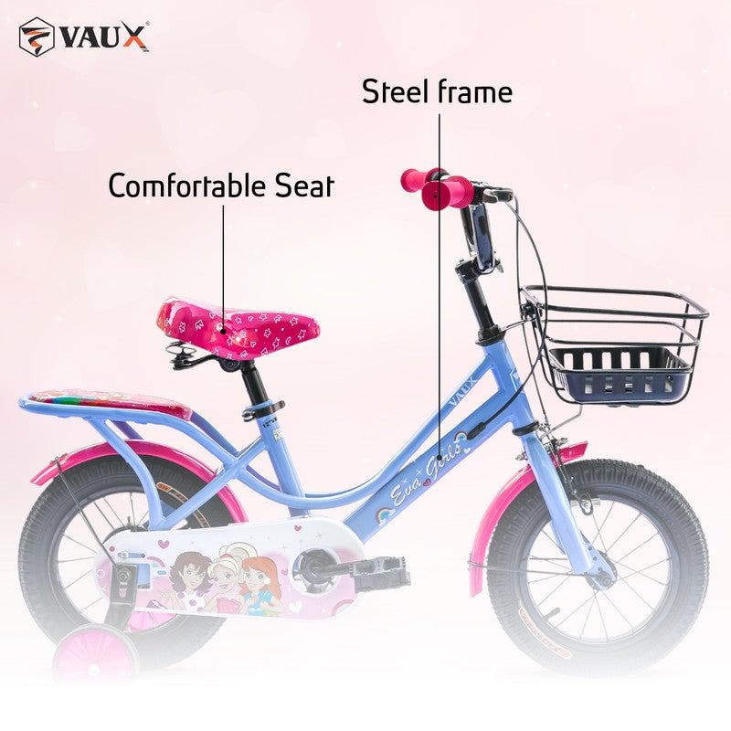 Vaux Eva 12-Inch Girl Bike | 12-Inch Wheel Size | Adjustable Seat | With Training Wheels | Blue Color - Image 3