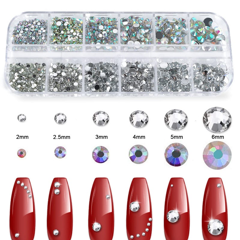 Canvalite 3348PCS Rhinestones Crystal AB Rhinestones for Nail with 5Pcs 3ml B7000 Jewelry Glue and Pick Up Tweezers and Nail Rhinestone Picker, Nail Art Tools,Stocking Stuffers Gifts for Women - Image 2