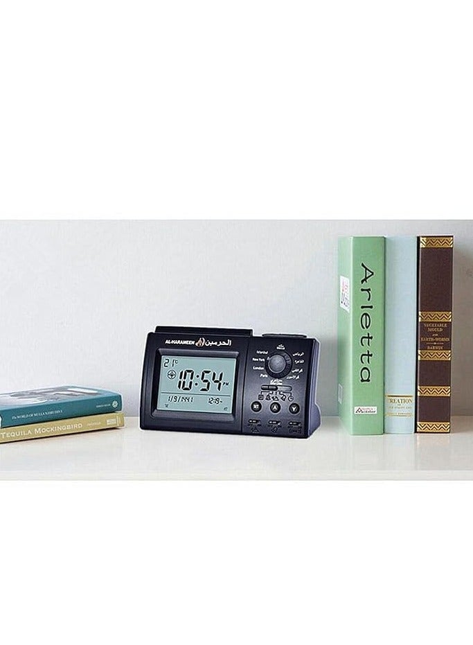 AL-HARAMEEN Al-Harameen Portable Azan Clock, Alarm & Calendar Functions, Compact Construction, Sleek Design, Seamless Functionality, Rectangular Shape, Black - Image 4