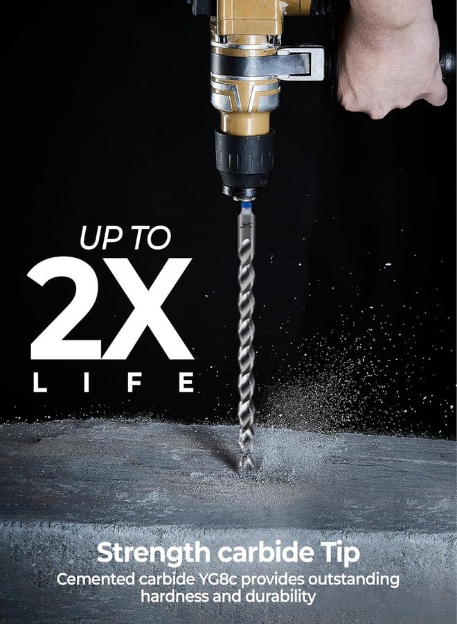 toolant مجموعة رؤوس مثقاب تولانت للبناء، مجموعة رؤوس مثقاب مطرقة دوارة SDS Plus متنوعة 7 قطع (5/32 بوصة - 1/2 بوصة) 6 بوصة، برأس كربيد ثنائي القطع للخرسانة والبناء والطوب - Image 4