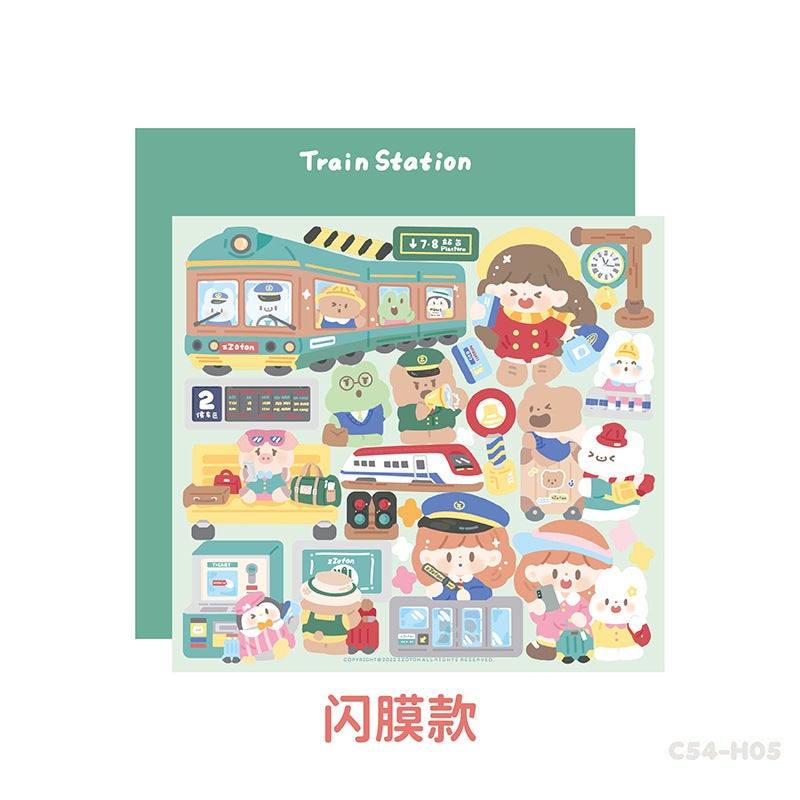 Generic [Zhuodawang theme scene seamless stickers collection] Goka stickers waterproof cartoon cute collage material hand account Car flash film at home-zhuodawang seamless stickers