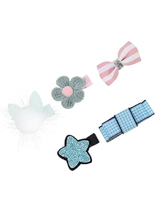 5Pcs Blue Pet Hair Clips Cute Dog Hairpins Headdress - Image 1