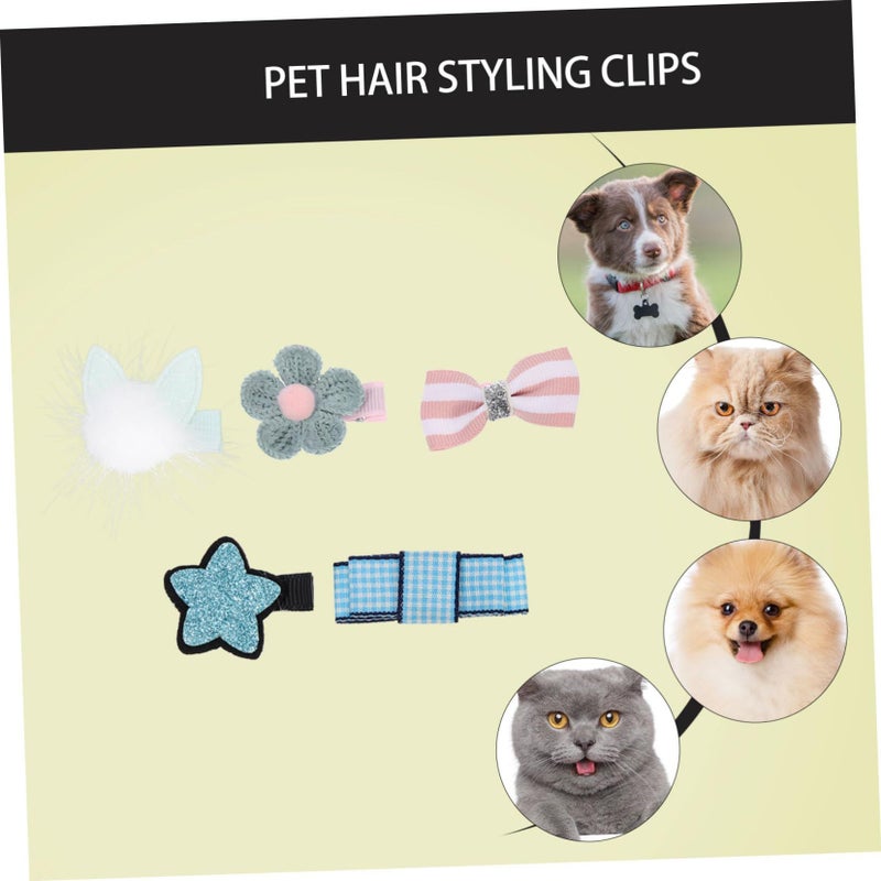 5Pcs Blue Pet Hair Clips Cute Dog Hairpins Headdress - Image 4
