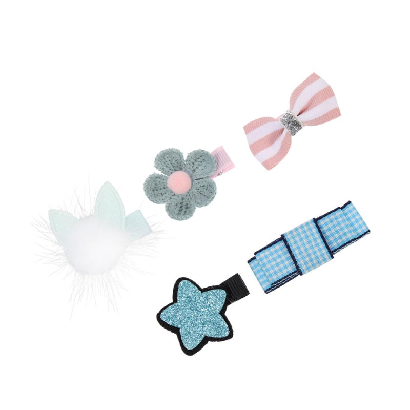 5Pcs Blue Pet Hair Clips Cute Dog Hairpins Headdress - Image 2