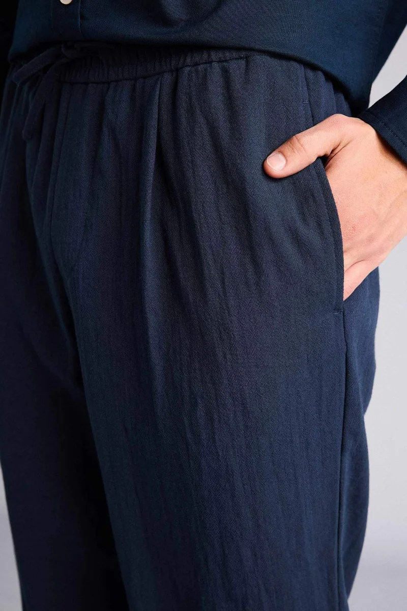 Defacto  Relax Fit Crop Linen Look Trousers for Men | Best Price UAE