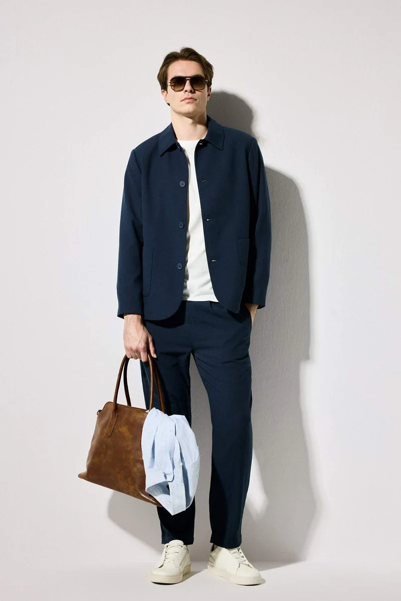 Defacto  Relax Fit Crop Linen Look Trousers for Men | Best Price UAE