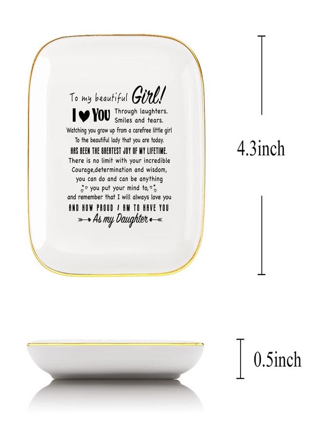 Littlefa To My Daughter Saying Ceramic Ring Dish Decorative Jewelry Tray for Daughter, Unique Daughter Birthday Christmas Meaningful Gifts for Daughter from Mom Dad - To My Beautiful Girl - Image 2