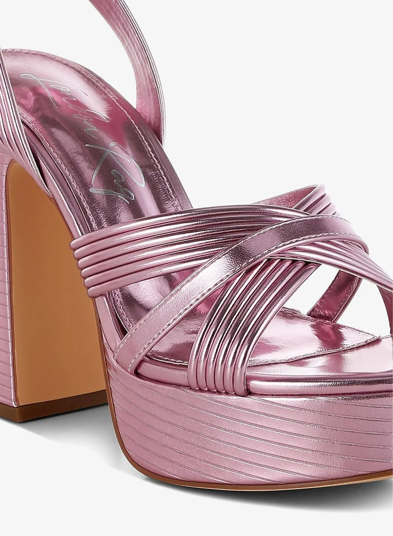 London Rag Pink Metallic Ankle Strap Heel Sandals in Pink for Women | Best Price UAE