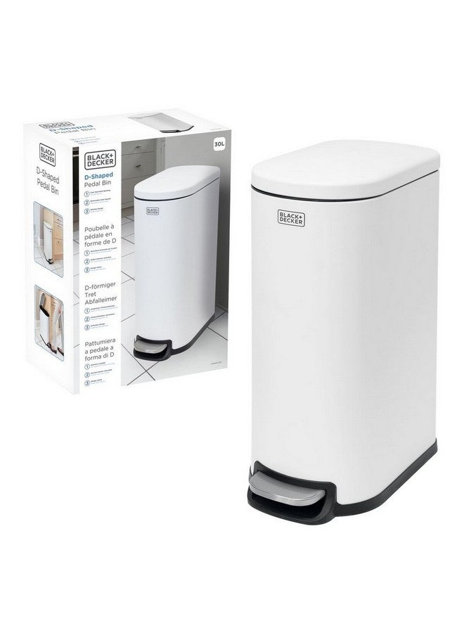 بلاك اند ديكر سلة نفايات قدمية نحيفة على شكل D – أبيض، سعة 30 لتر | 61572 - Image 1