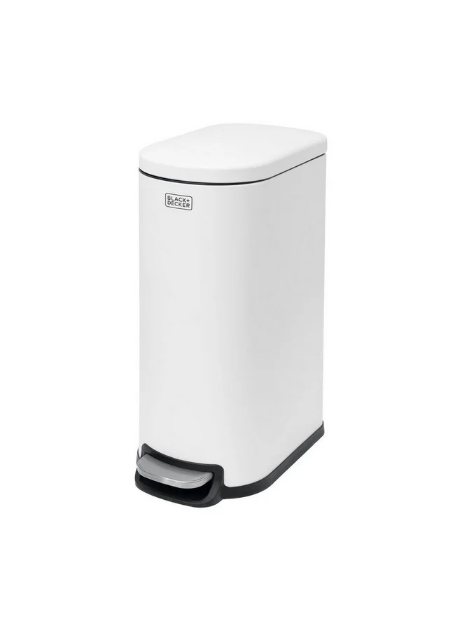BLACK+DECKER D-Shaped Slim Line Pedal Trash Bin White 30 L 61572