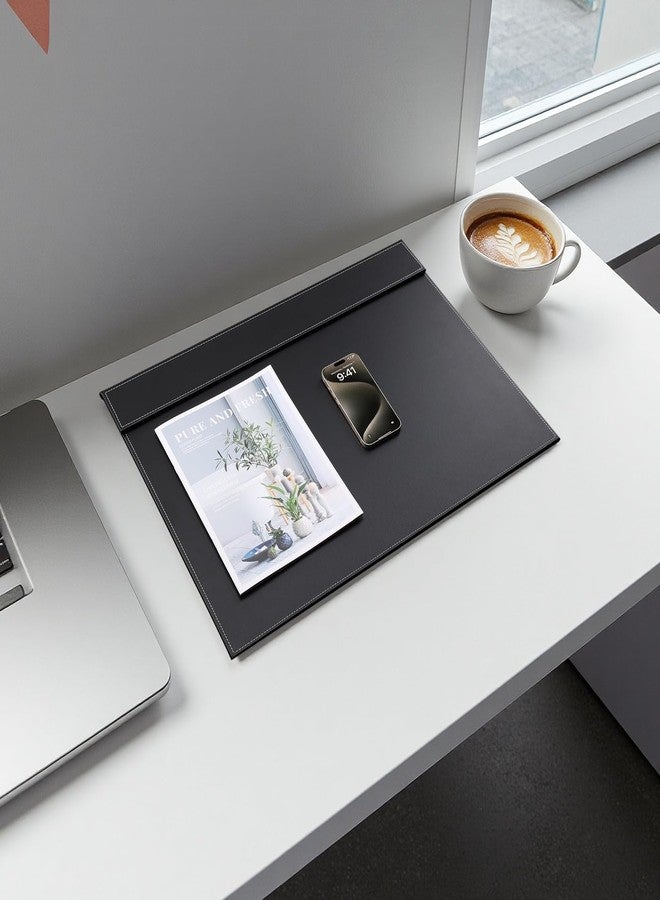 KINGFOM Ultra-Smooth PU Leather Desk Pad & Mat Office Desk Drawing & Writing Board A3/ A4 File Paper Clip Table Protector Mat on Top Large 24''x18'' (Black) - Image 5