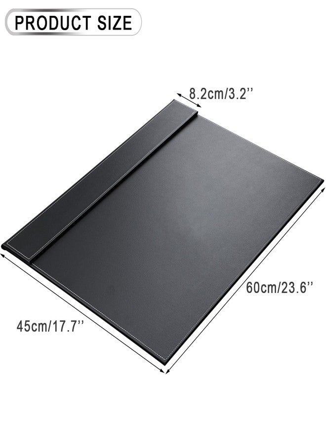 KINGFOM Ultra-Smooth PU Leather Desk Pad & Mat Office Desk Drawing & Writing Board A3/ A4 File Paper Clip Table Protector Mat on Top Large 24''x18'' (Black) - Image 2