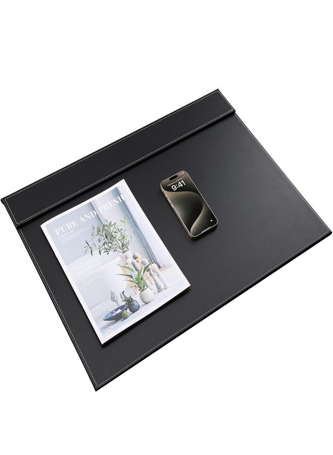 KINGFOM Ultra-Smooth PU Leather Desk Pad & Mat Office Desk Drawing & Writing Board A3/ A4 File Paper Clip Table Protector Mat on Top Large 24''x18'' (Black) - Image 4