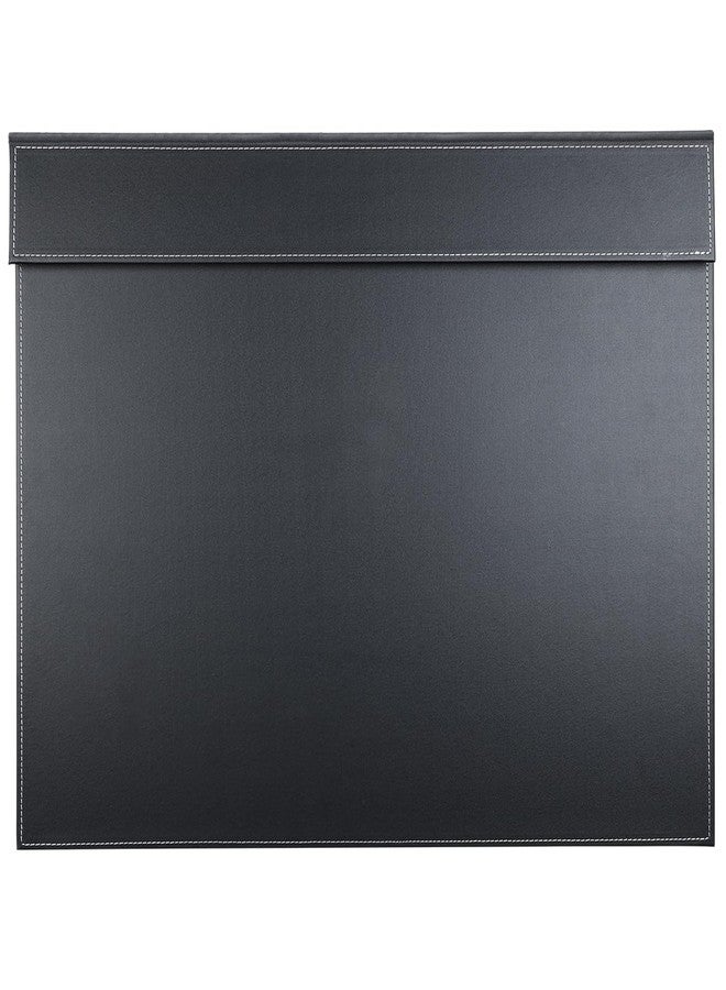 KINGFOM Ultra-Smooth PU Leather Desk Pad & Mat Office Desk Drawing & Writing Board A3/ A4 File Paper Clip Table Protector Mat on Top Large 24''x18'' (Black) - Image 1
