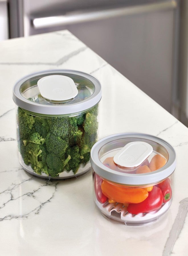 InterDesign iDesign Small and Large Round Fridge Produce Bins with Removable Drainage Trays - Set of 2 - Gray - Image 5