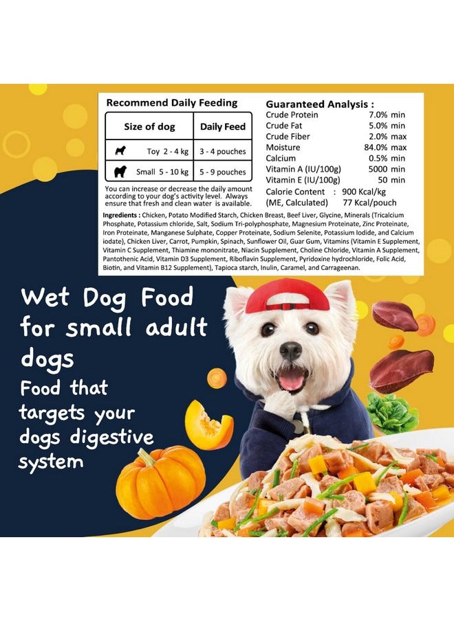 MOOCHIE MOOCHIE Grain Free Small Dogs Wet Dog Food - Digestive Care - Real Chicken, Beef & Vegetable - No Artificial Flavors or Preservative - 12 x 3 oz Pouch  - Image 2