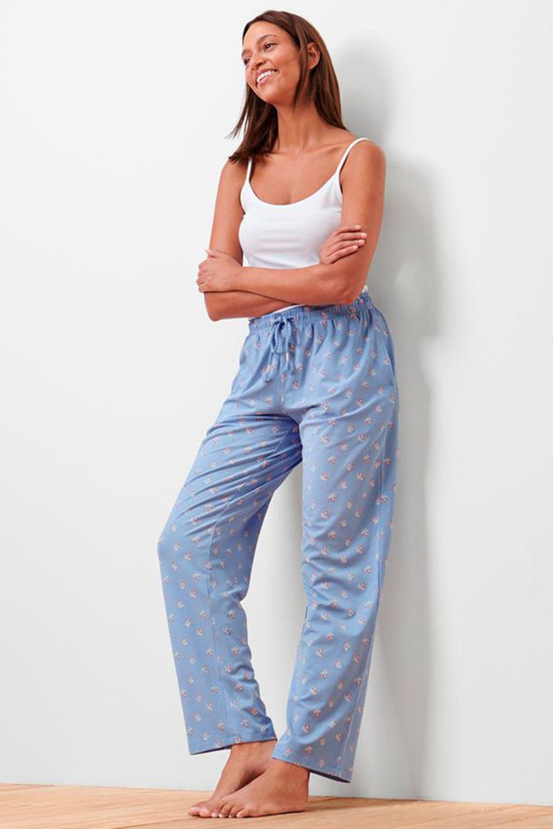 Tchibo Women Floral Pattern Drawstring Pajama Bottom, Lavender Combo - Image 1