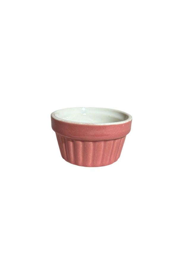 Mirakii Coloured Ceramic 35 ml Small Ramekin Bowl set of 6, for Serving Cupcake, Souffle, Pudding and Dessert (PINK WHITE) - Image 5
