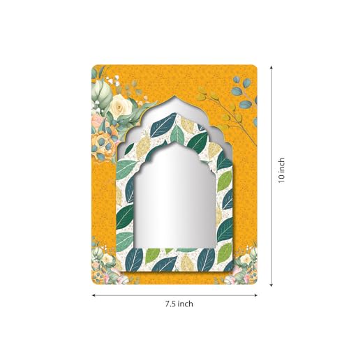 wallkriti Decorative Wall Mirrors, Floral Arch Design, Set of 2, Orange and Yellow - Image 5