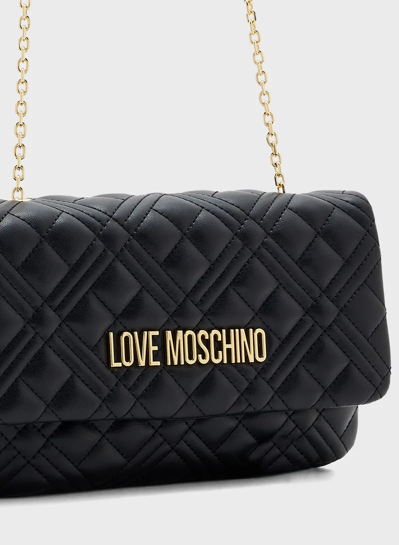 Love Moschino Chain Detailed Flap Over Clutche