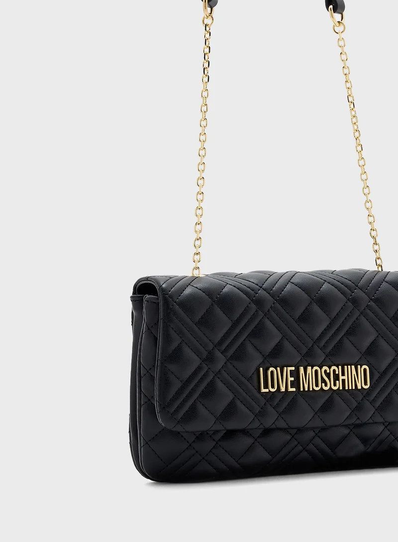 Love Moschino Chain Detailed Flap Over Clutche