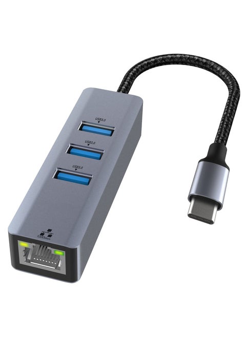 SYOSI USB C to Ethernet Adapter, USB C to RJ45 1000 Mbps Gigabit Ethernet Adapter, USB C Thunderbolt 3/4 to 3 Port USB 3.0 Hub for Laptop, Smart TV, for Windows/Mac OS/Surface Pro/Linux/XPS