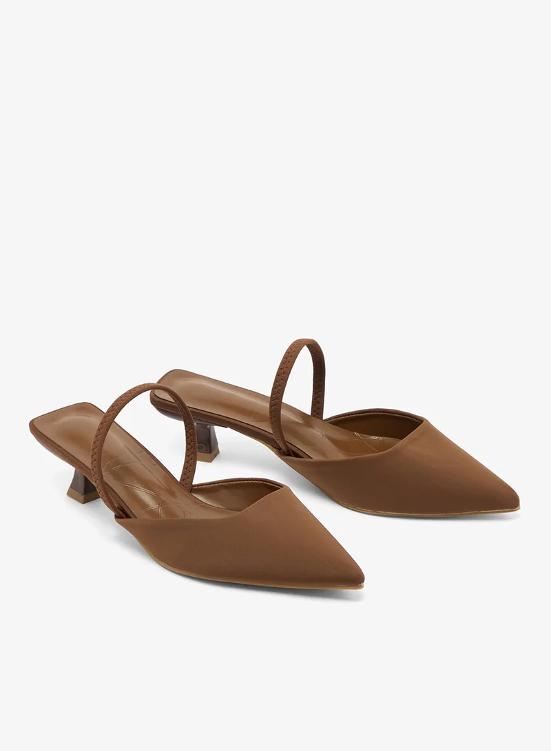 Ginger Brown Suede Kitten Heel Sling Back Pumps for Women | Best Price UAE