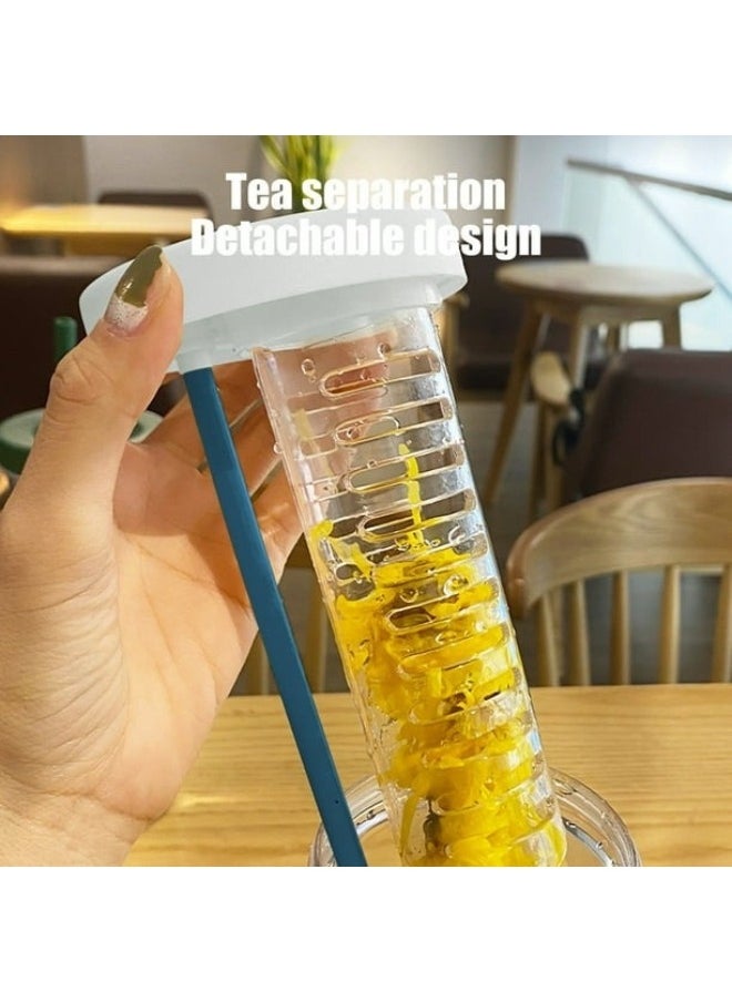 Detox Bottle Fruit Infuser with Straw Juice Drinking Bottle Portable Transparent Sports Water Bottle Large Capacity for Home, Office, Gym 700ml (Grey, Pack of 1)