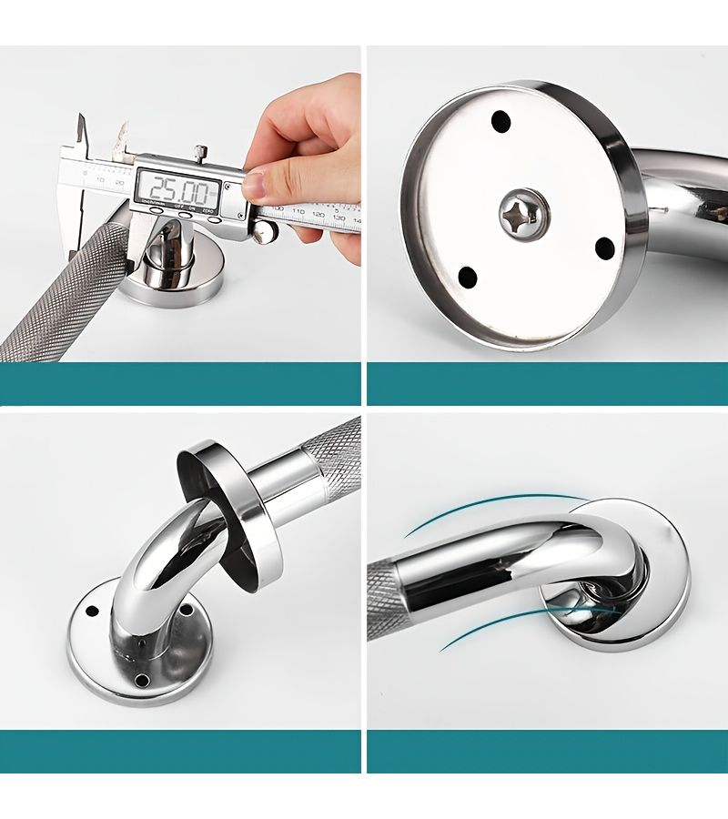 Stainless Steel Knurled Handrail For Bathroom 19.69 Inches Elderly Disabled - Image 4