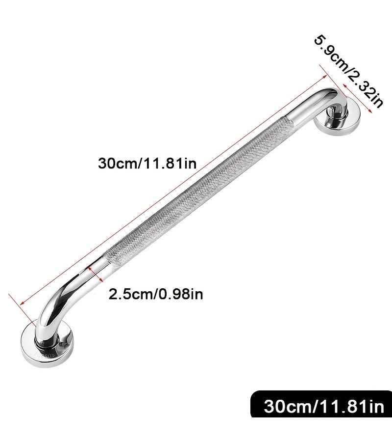 Stainless Steel Knurled Handrail For Bathroom 19.69 Inches Elderly Disabled - Image 3