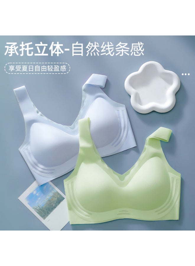 Snowflying Seamless Thin Summer Large Bust Minimizing Wireless Ice Silk Cooling Push-up Bra For Women - Image 1
