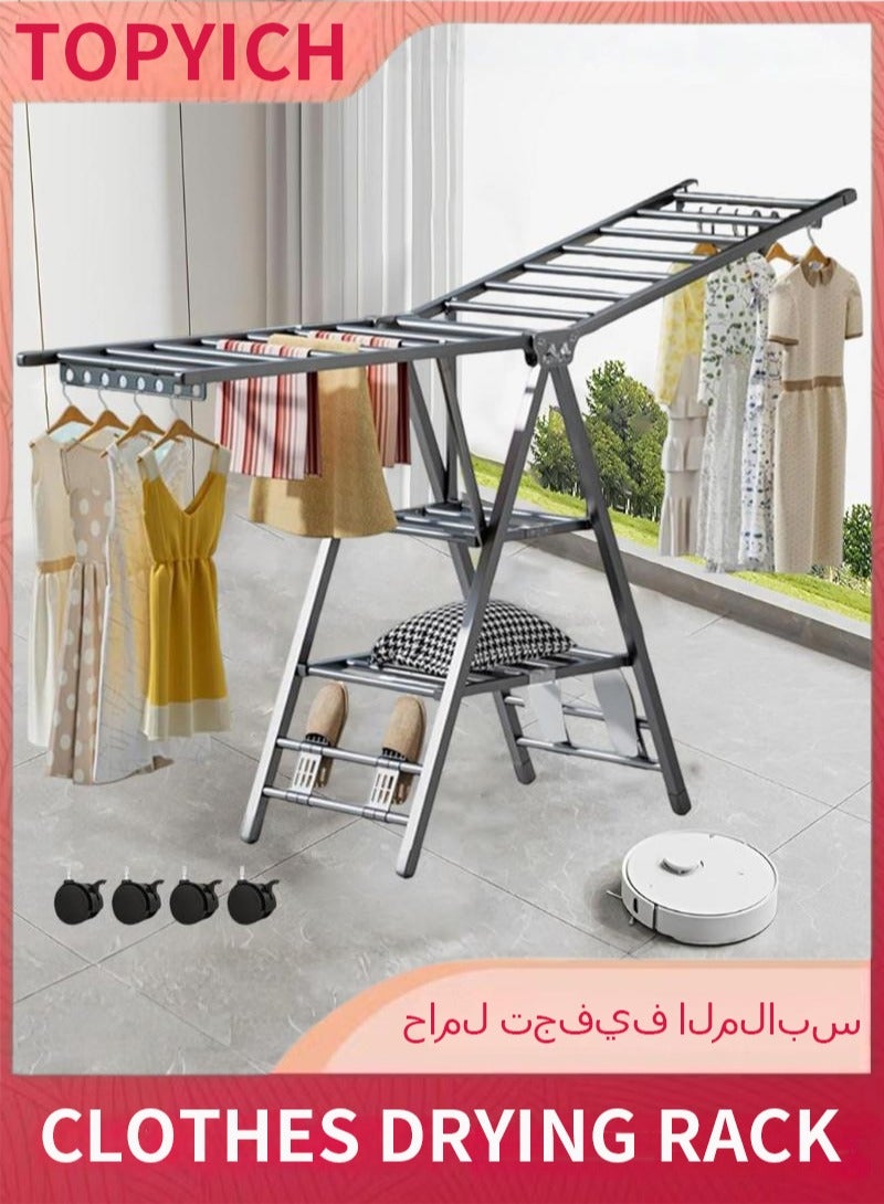 توبيتش منشر غسيل ملابس1.6 متر - مشر ملابس فولاذي 3 طبقات، شراقة ملابس قابلة للطي للداخل والخارج - Image 1