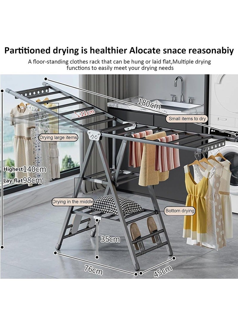 توبيتش منشر غسيل ملابس1.6 متر - مشر ملابس فولاذي 3 طبقات، شراقة ملابس قابلة للطي للداخل والخارج - Image 2