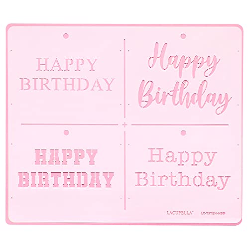 Lacupella Wish Greeting Baking Stencil with Script Serif Collegiate Typewriter Fonts for Cake, Large Cookie, Party, Events, Celebration, Drawing Journal (Happy Birthday) - Image 1