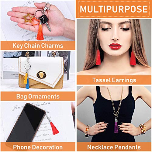 Flasoo Tassels for Jewelry Making, Flasoo 100 Pieces Keychain Tassel Charms Silky Handmade Tassels Bulk for Resin DIY Crafts, Bracelets, Earrings, Keychain, Necklace - Image 5