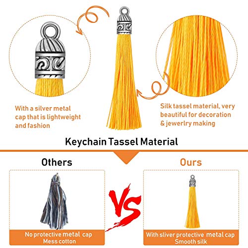 Flasoo Tassels for Jewelry Making, Flasoo 100 Pieces Keychain Tassel Charms Silky Handmade Tassels Bulk for Resin DIY Crafts, Bracelets, Earrings, Keychain, Necklace - Image 4