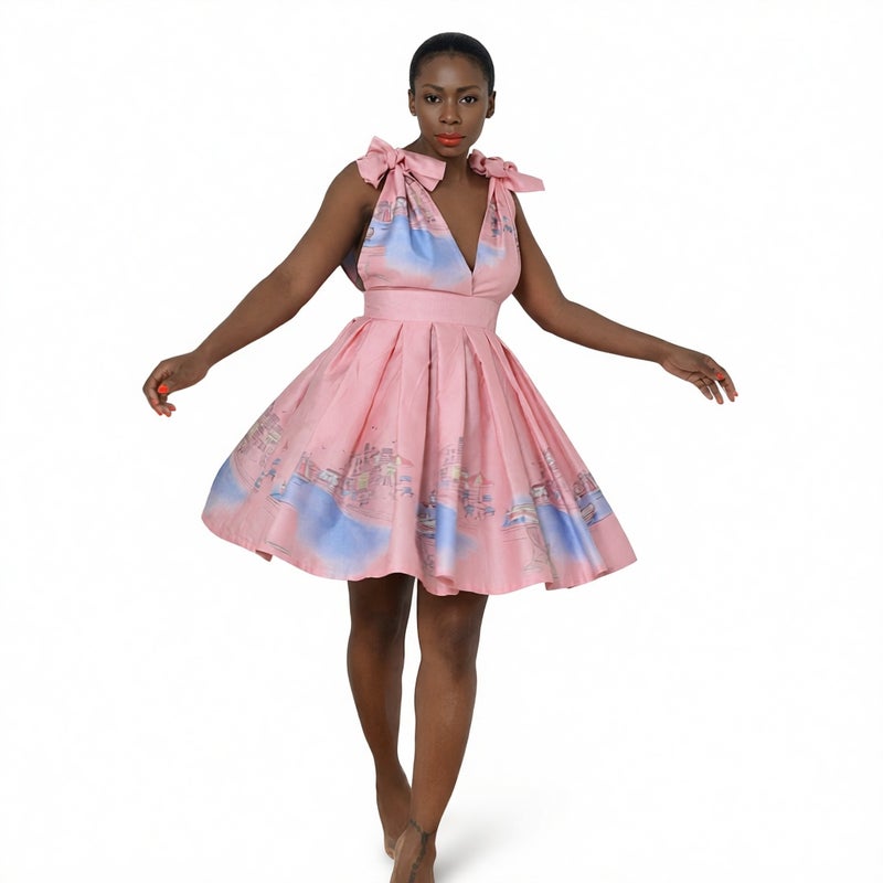 Sleeveless Printed Pleated Midi Dress for Summer - Image 1