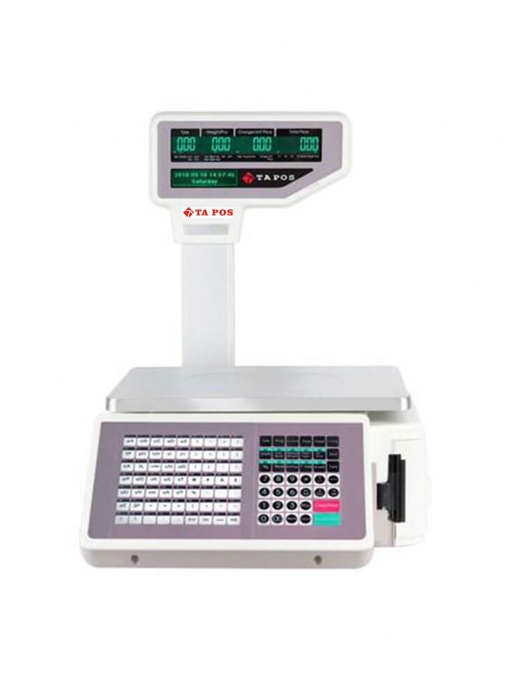 TA POS - Electronic barcode scale for printing labels from 20 grams - 30 kilograms - 10,000 thousand items + supports tax - Image 1