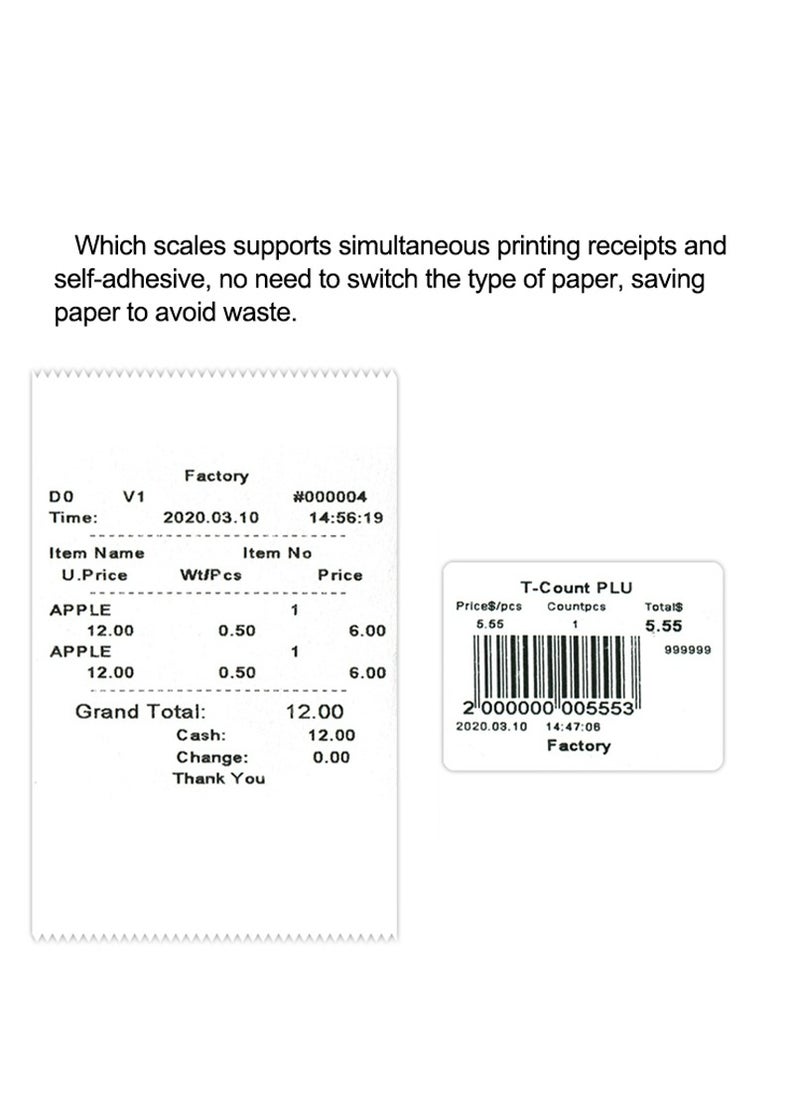 TA POS - Electronic barcode scale for printing labels from 20 grams - 30 kilograms - 10,000 thousand items + supports tax - Image 1