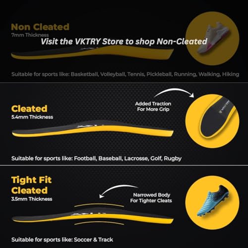 VKTRY Gold for Cleated Shoes - Carbon Fiber Performance Insoles Customized Athletic Inserts for Football, Baseball, Soccer, Golf, Lax & More | Run Fast, Jump High, US M12-12.5, W14-14.5, 171-220lb - Image 2