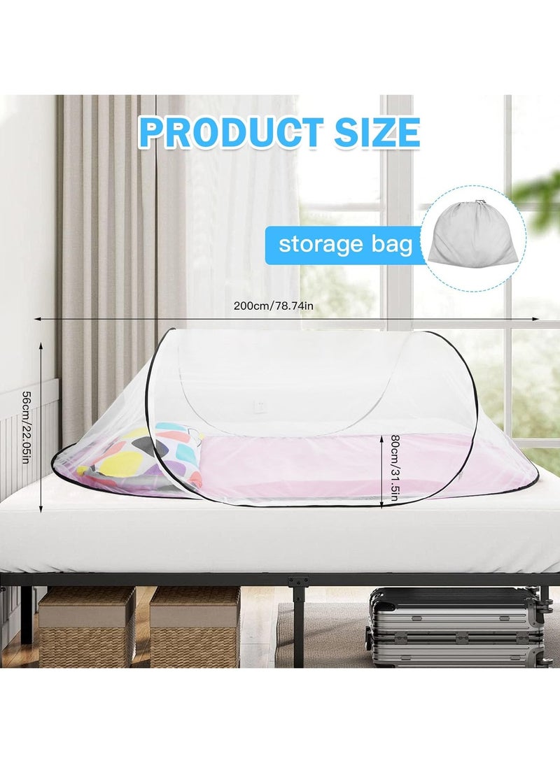 GUDOO Mosquito Net Travel 200 x 80 x 56 cm Mosquito Net Bed Mosquito Net Pop Up Foldable Portable Mosquito Net for Single Bed Mosquito Net Camping Single Mosquito Net Pop-Up Mosquito Net Bed  - Image 2