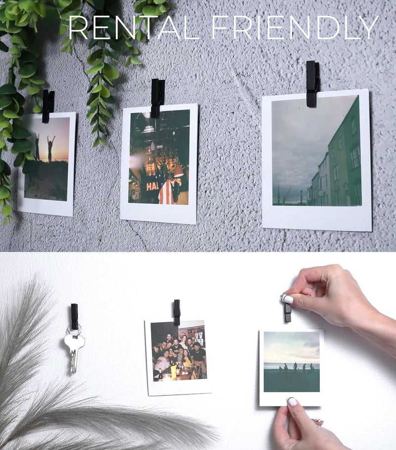 Toros.Store 20 Pack Mini Self Adhesive Clips for Pictures - Black Wood Clip Photo Holders for Wall  Poster Hanger  Photo Cards Hanging Display Board & Picture Boards  Artwork Photos Holders Card Room Decor - Image 4